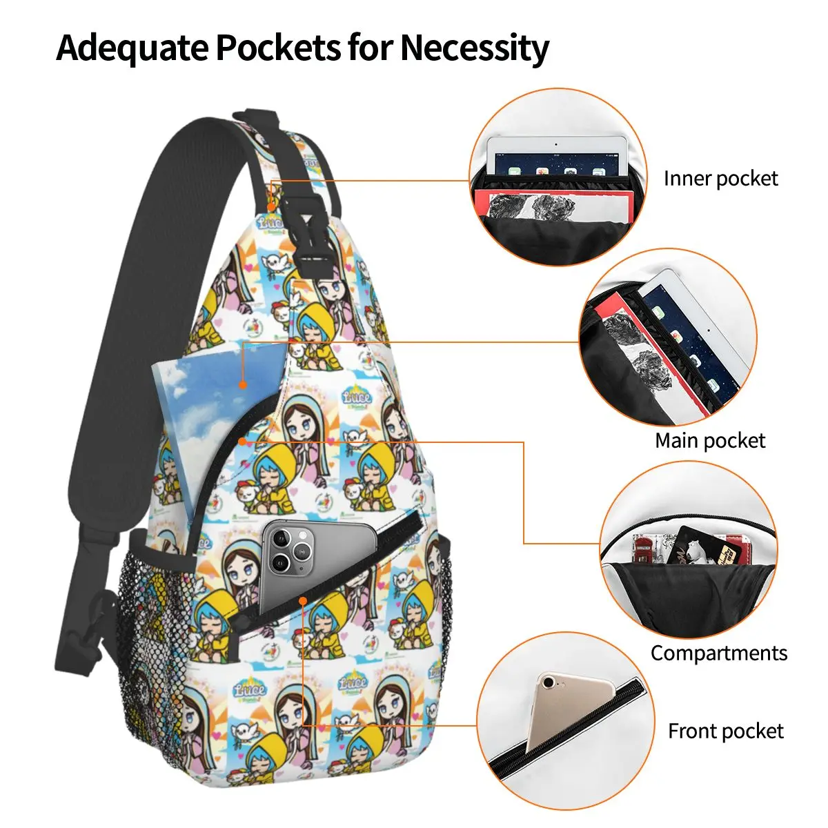 Luce Vatican Mascot Catholic Church 2025 Chest Bag Men Sling Crossbody Backpack Chest Bag Travel Hiking Daypack Shoulder Bag