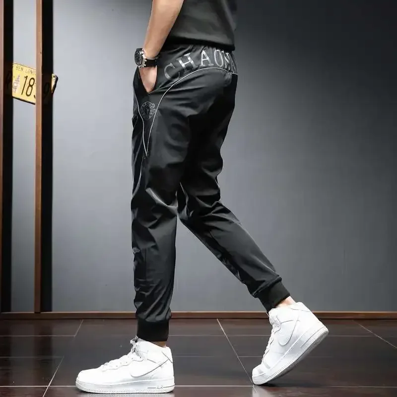 Fashion Summer Lightweight Men's Luxury Designer Pants Casual with Slim Fit and Letter Printed Black Trousers Jogger Pants Male