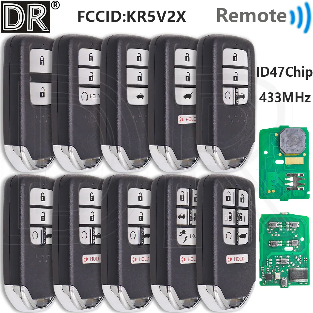 Great ID47 Chip KR5V2X 433MHz Proximity Car Remote Key For Honda City CRV HRV Civic Odyssey Clarity Jazz Pilot XRV Venzel EX-L