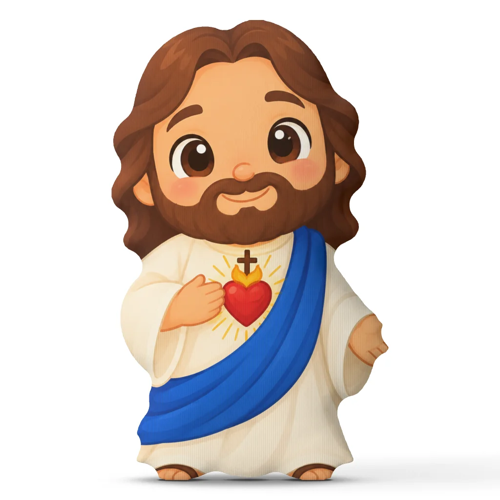 Sacred Heart Jesus Plush Pillow Christian Faith Cushion Cute Shaped Throw Pillow Religious Home Decor Gift for Believers