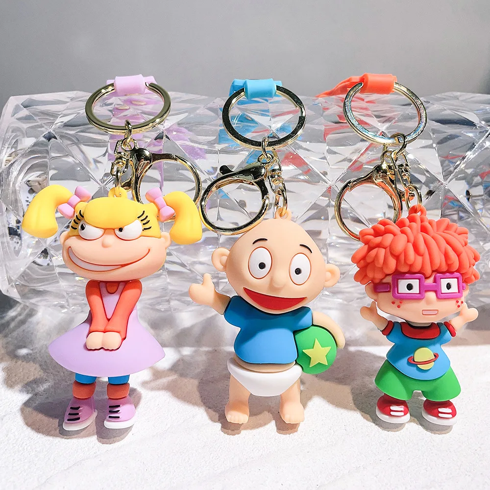 

Anime Kawaii Rugrats In Paris Naughty Boy Soldier Key Chain Cartoon Character Cute Silicone Pendant Hanging Car Keyring Gifts