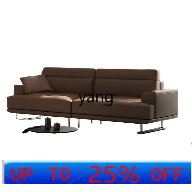 LMM first-layer cowhide sofa small apartment three-person minimalist leather sofa