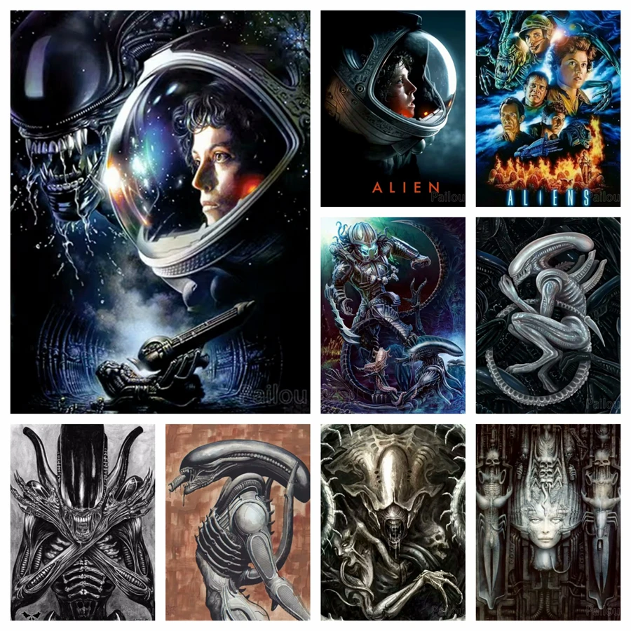 

Alien Covenant Horror Movie Diamond Painting Xenomorph Science Fiction Film Wall Art Embroidery Cross Stitch Handwork Home Decor