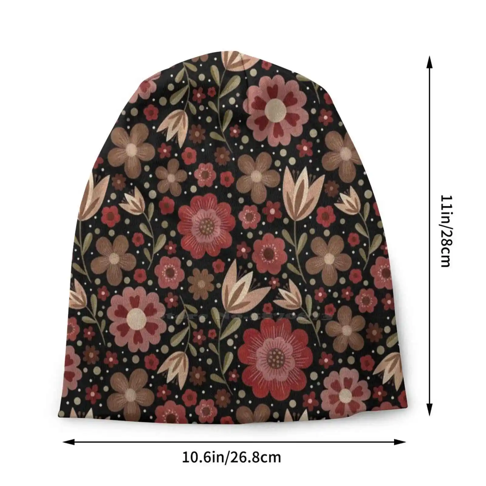 Summer Floral Pattern Knitted Hat Warm Beanie Outdoor Caps Gouache Pattern Flowers Floral Bonanical Blossom Bloom Wild Meadow