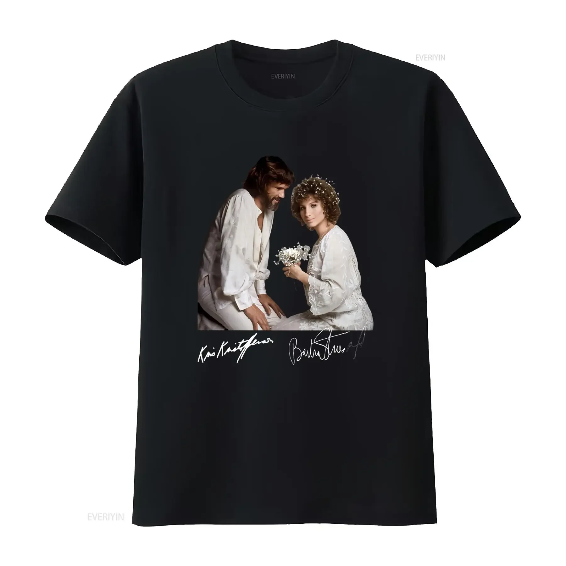 Kris Kristofferson And Barbra Streisand Signature Black All Size T Shirt AG2308 Classic Design High Quality Print Perfect