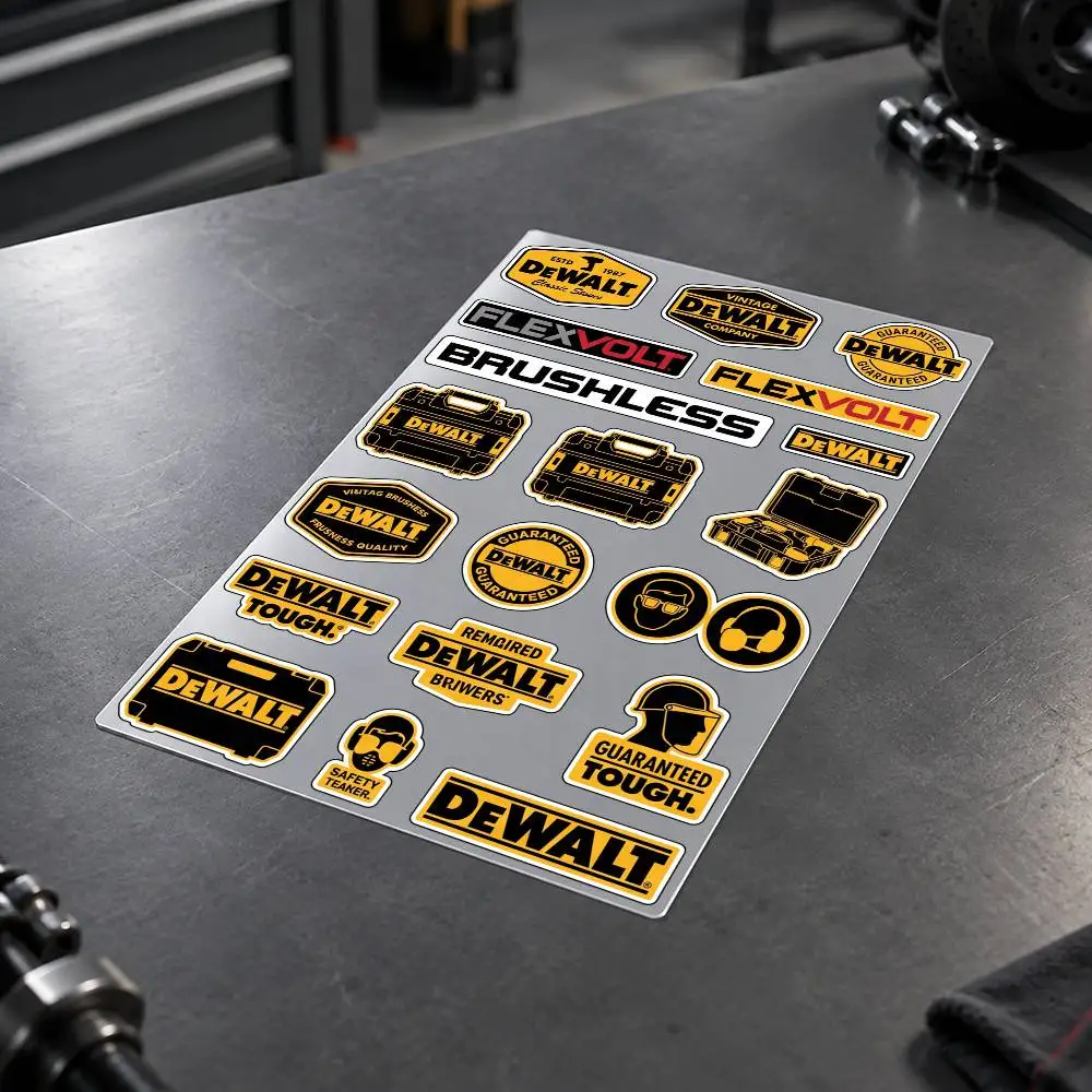 D-DEWALT Motorcycle Sticker Set Reflective Decals For Helmet Fuel Tank Fairing Body Custom Bike Graphics Kit
