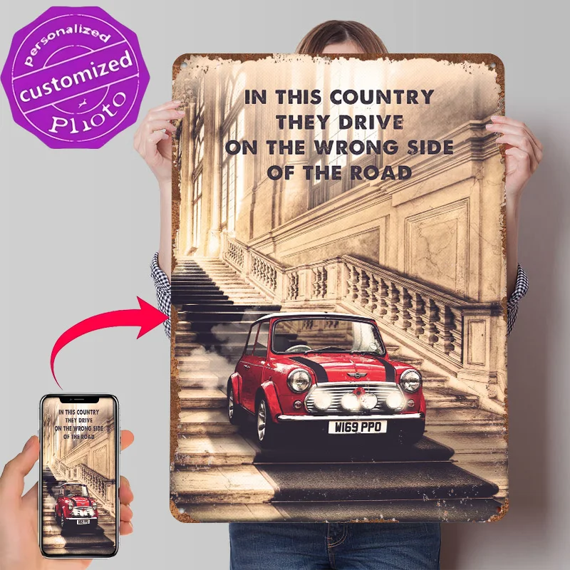 Italian Job Movie Art Printed Poster Customized Wall Art Retro Vintage Metal Tin Signs for Living Room Decoration House Interior