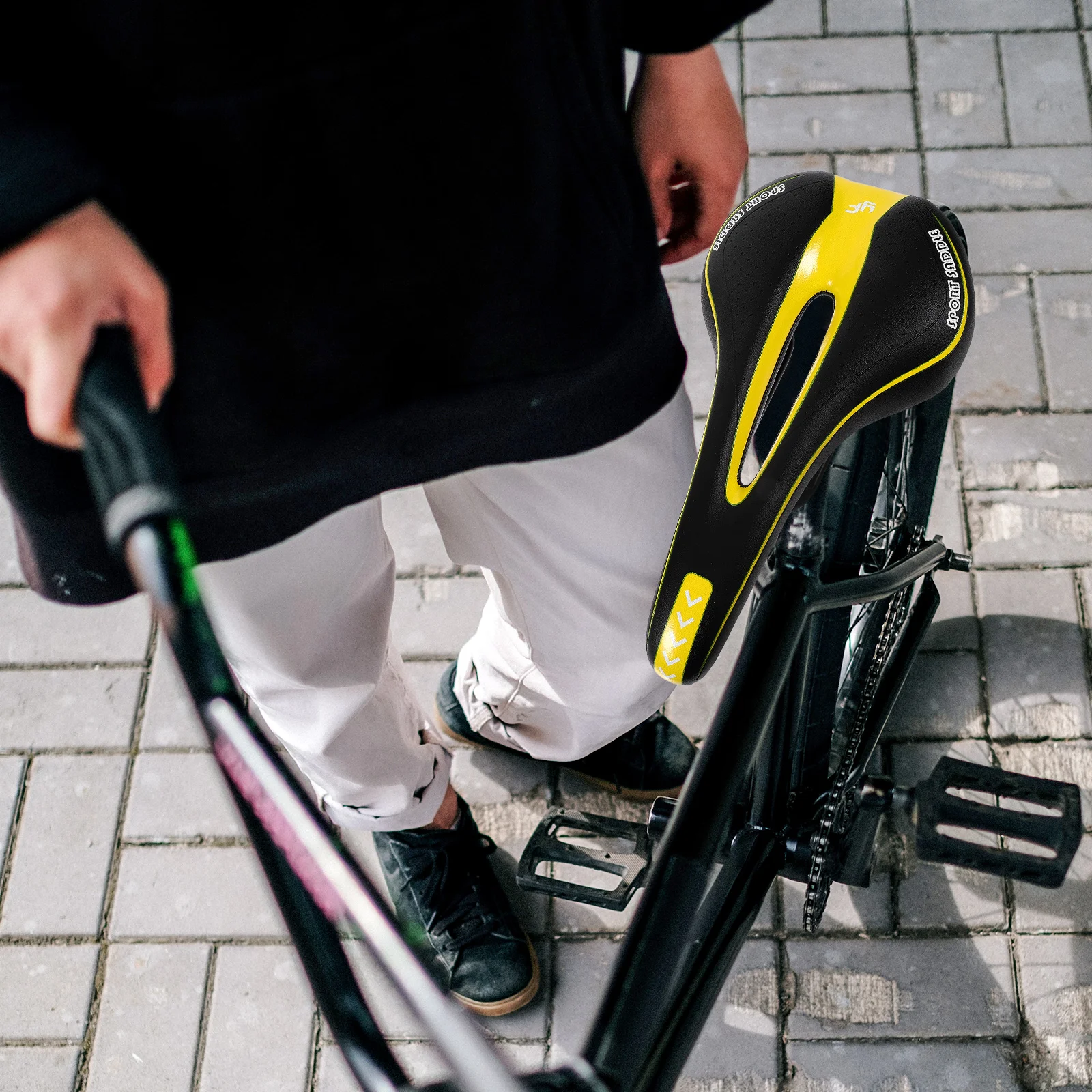 سرج الدراجة الجبلية، مقعد مريح لملحقات ركوب الدراجات المجوفة المقاومة للصدمات، وسادة مقعد الدراجة خفيفة الوزن وجيدة التهوية #3