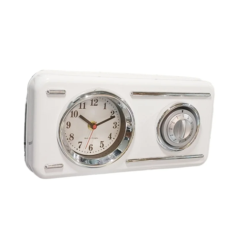 For Cream Vintage Wind Iron Clock Desktop Clock Silent Desk Living Room Desktop Countdown Chirp Kitchen Wall