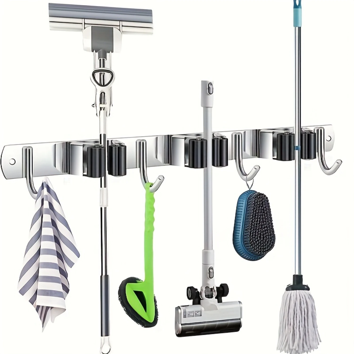 1pc Mop Broom Holder Wall Mount Stainless Steel 304 Self Adhensive  Organizer  Tool Rack Broom Holder For Kitchen Bathroom