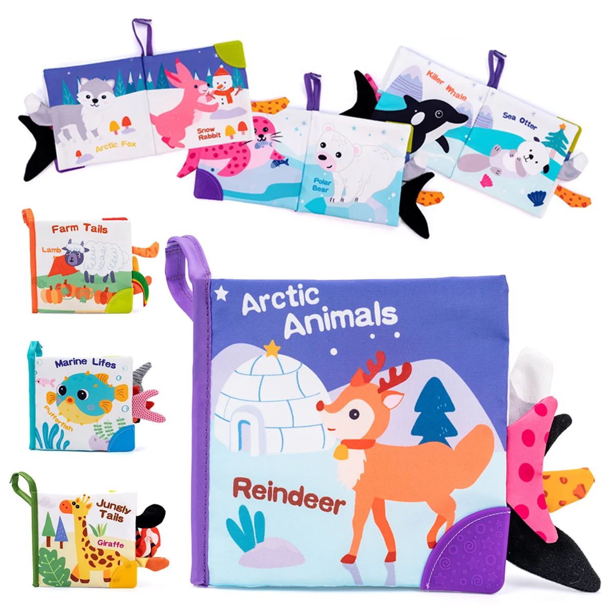 Cute Baby Books Toys, Touch and Feel Crinkle Cloth Book for Infant Baby, Early Development Interactive Stroller Soft Toys