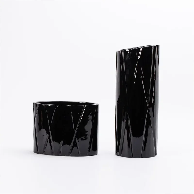 

Modern twill cross stitching, blue hole series, black flower ware, oval model, model room living room coffee table