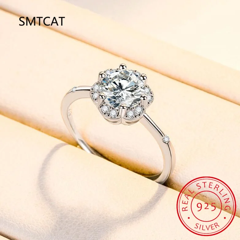 Real 5CT Big Moissanite Diamond Classical Sunflower Ring for Women Gift 925 Sterling Silver Wedding Luxury Fine Jewelry