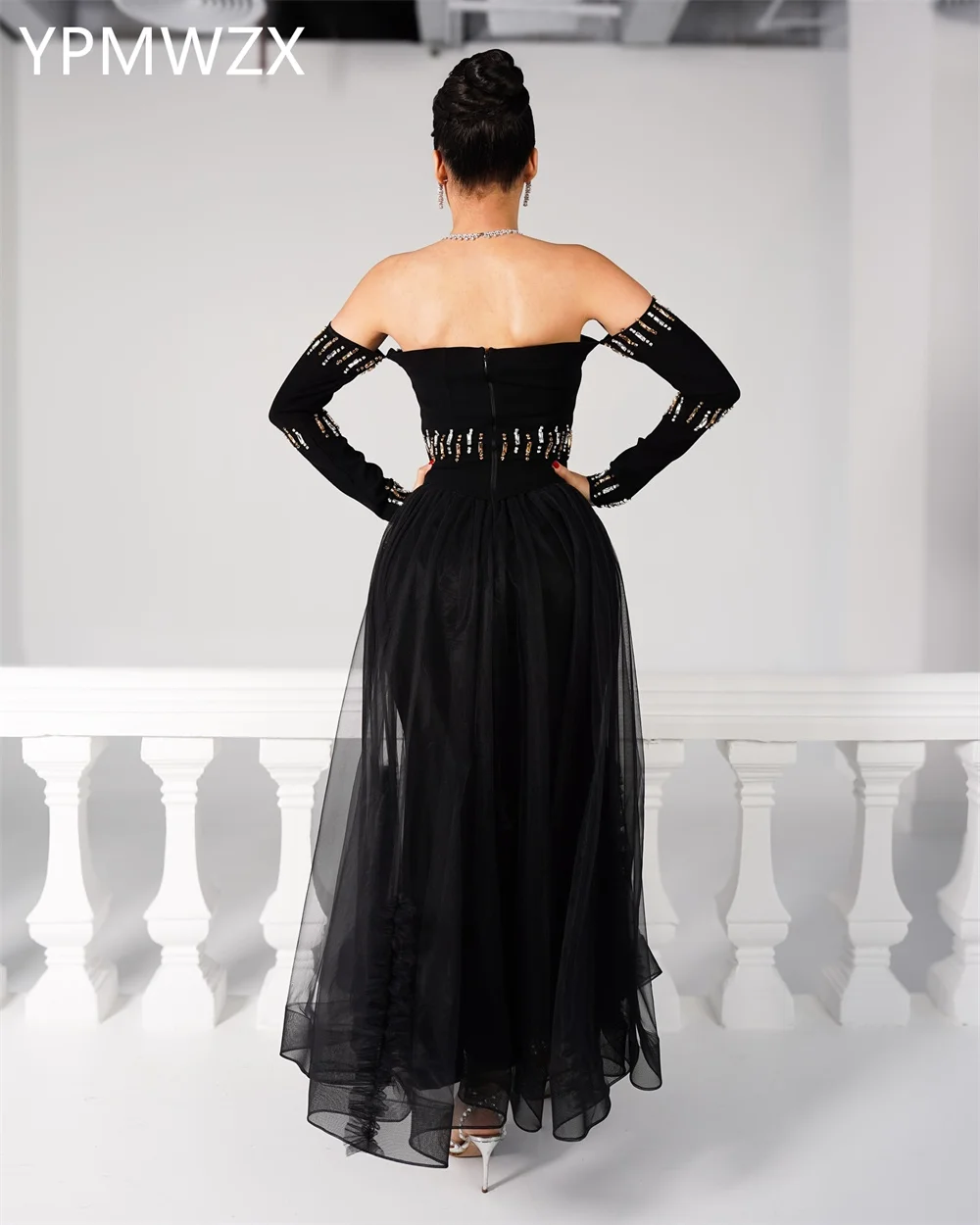 Customized Evening Dress Formal Party Occasion Women YPMWZX Strapless A-line Floor Length Skirts Draped Tulle Bespoke  D