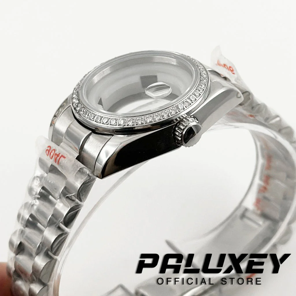 NH05 31MM Waterproof Stainless Steel Diamond Sapphire Glass President Strap Watch Case for Ladies Women Fit NH05 NH06 Movement