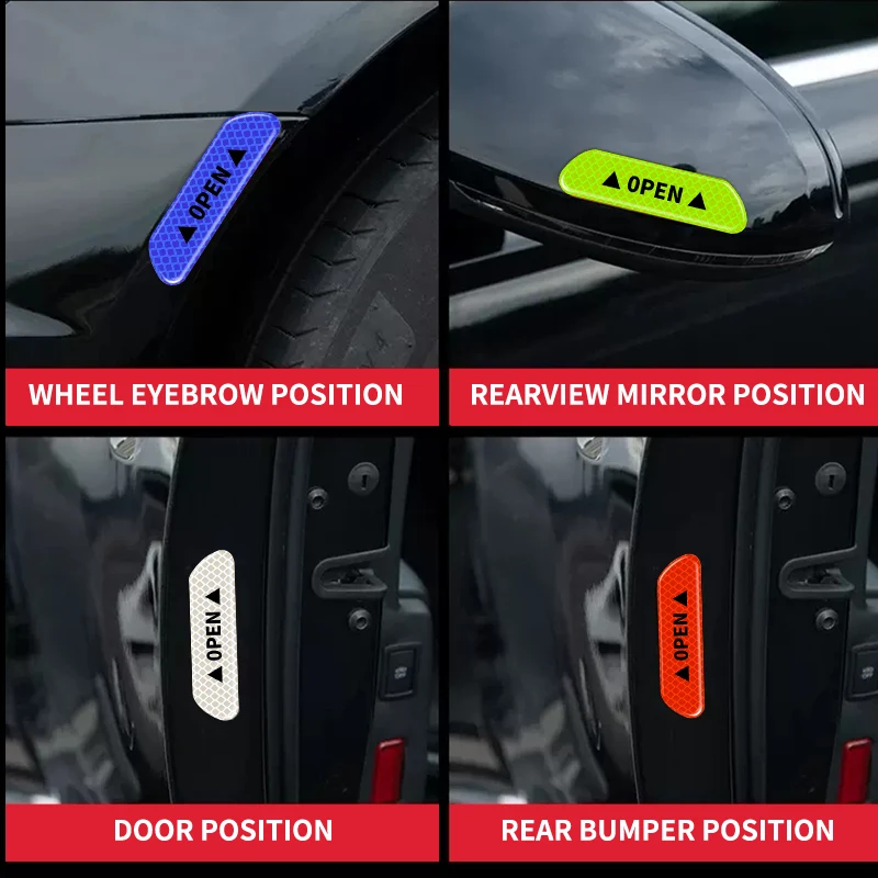 4PCS/set Car Reflective Strips Warning Stickers For Fiat 500 Grande Punto Bravo Doblo Ducato Fiorino Freemont Car Door Stickers