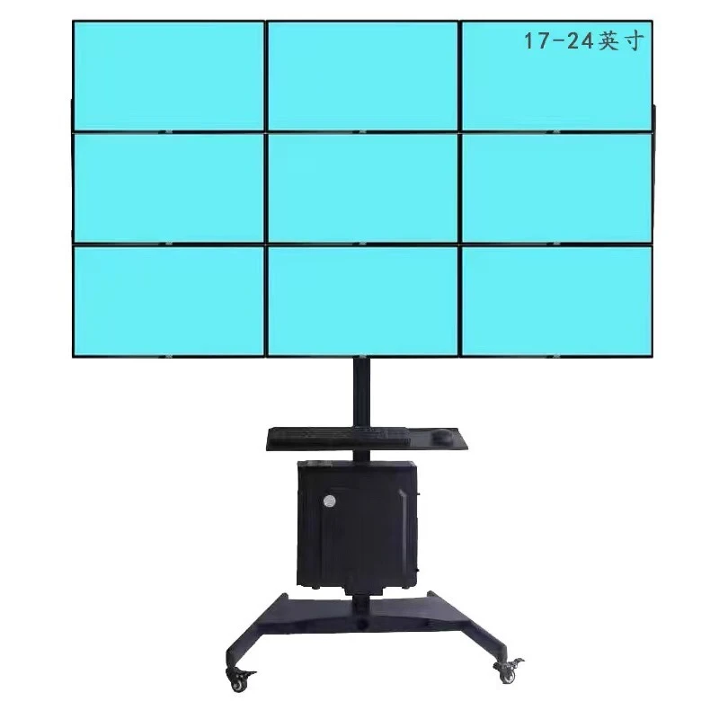 Six-screen monitor bracket, floor-to-ceiling mobile cart, desktop base.