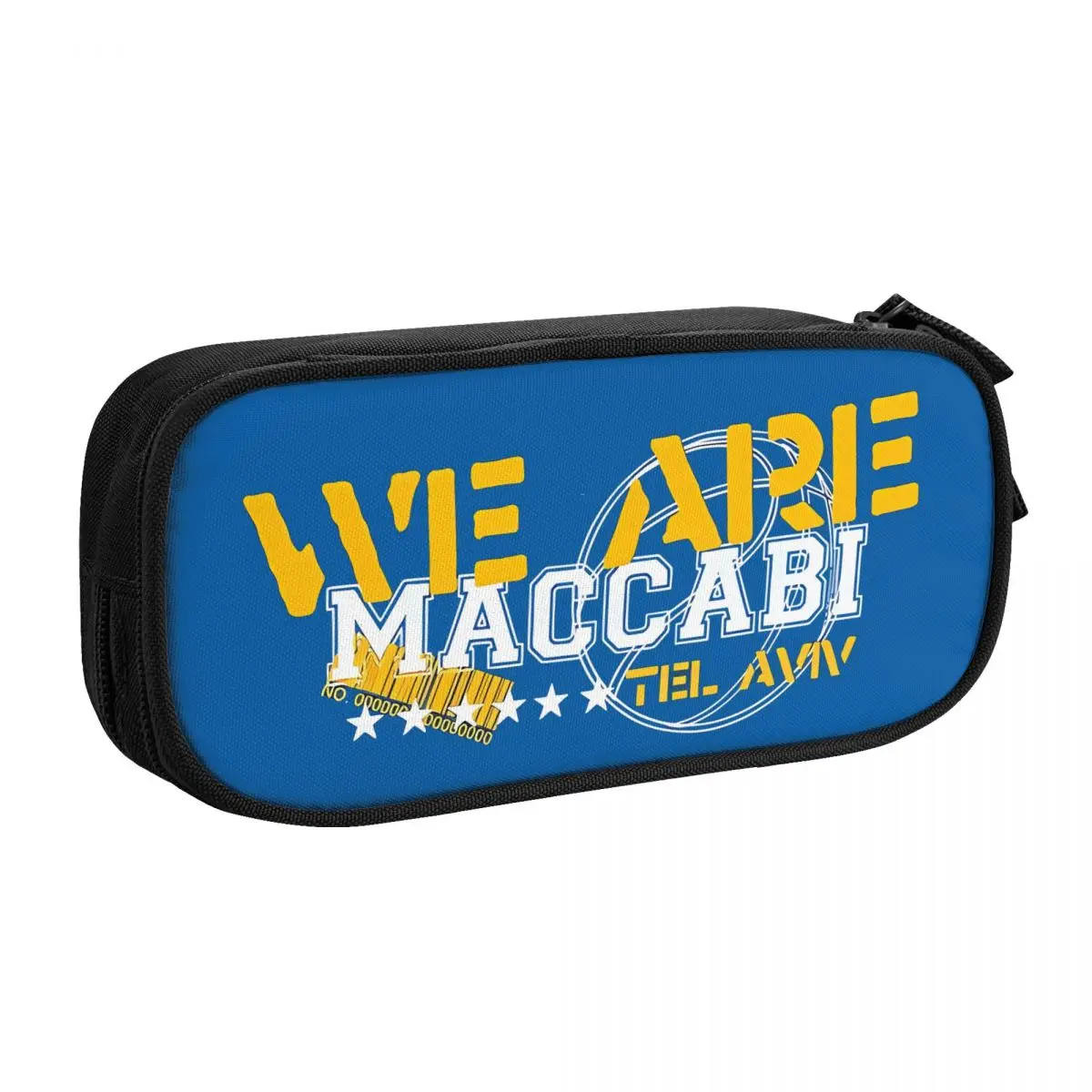 Maccabi Tel Aviv Basketball Big Capacity Pencil Pen Case Office College School Large Storage Bag Pouch Holder Box Organizer