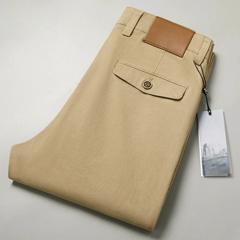 

Мужские брюки из 97% хлопка для весны и лета: прямые, повседневные, карго, деловые, зеленые, черные, хаки