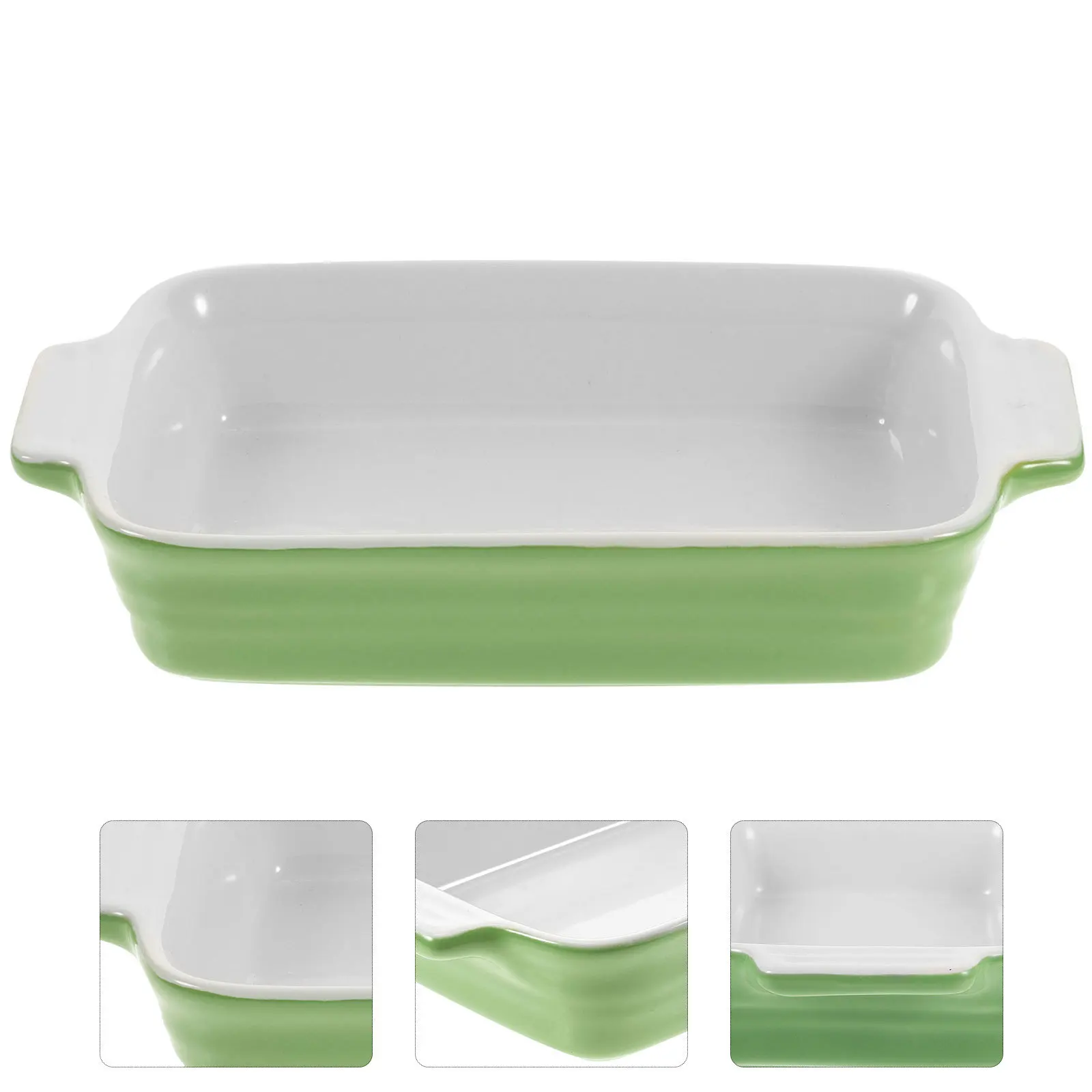 

1Pcs Ceramic Rice Bowl Multipurpose Baking Pan with Handles Oven Microwave Safe Bakeware for Storage Soup Bread