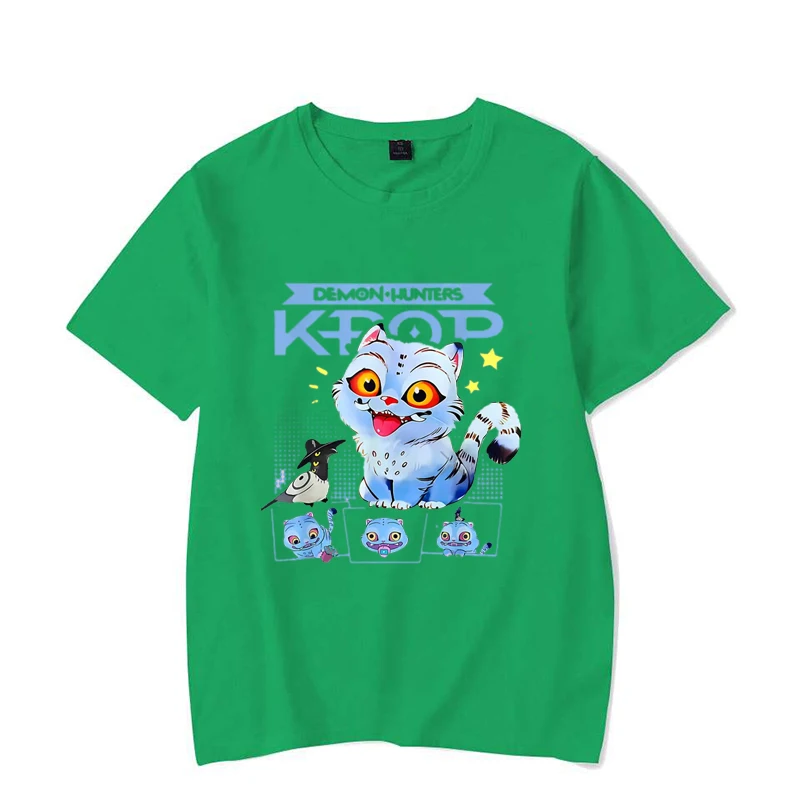 حار Kpop شيطان هنتر تي شيرت صيف جديد لطيف النمر طباعة تنفس تي شيرت الرجال والنساء الجولة الرقبة بلايز لينة عادية