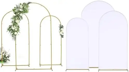 

Arch Backdrop Stand and Cover Set( 7.3FT 6.6FT 6FT) Metal Balloon Arch Stand Frame for Wedding Birthday Party Graduation