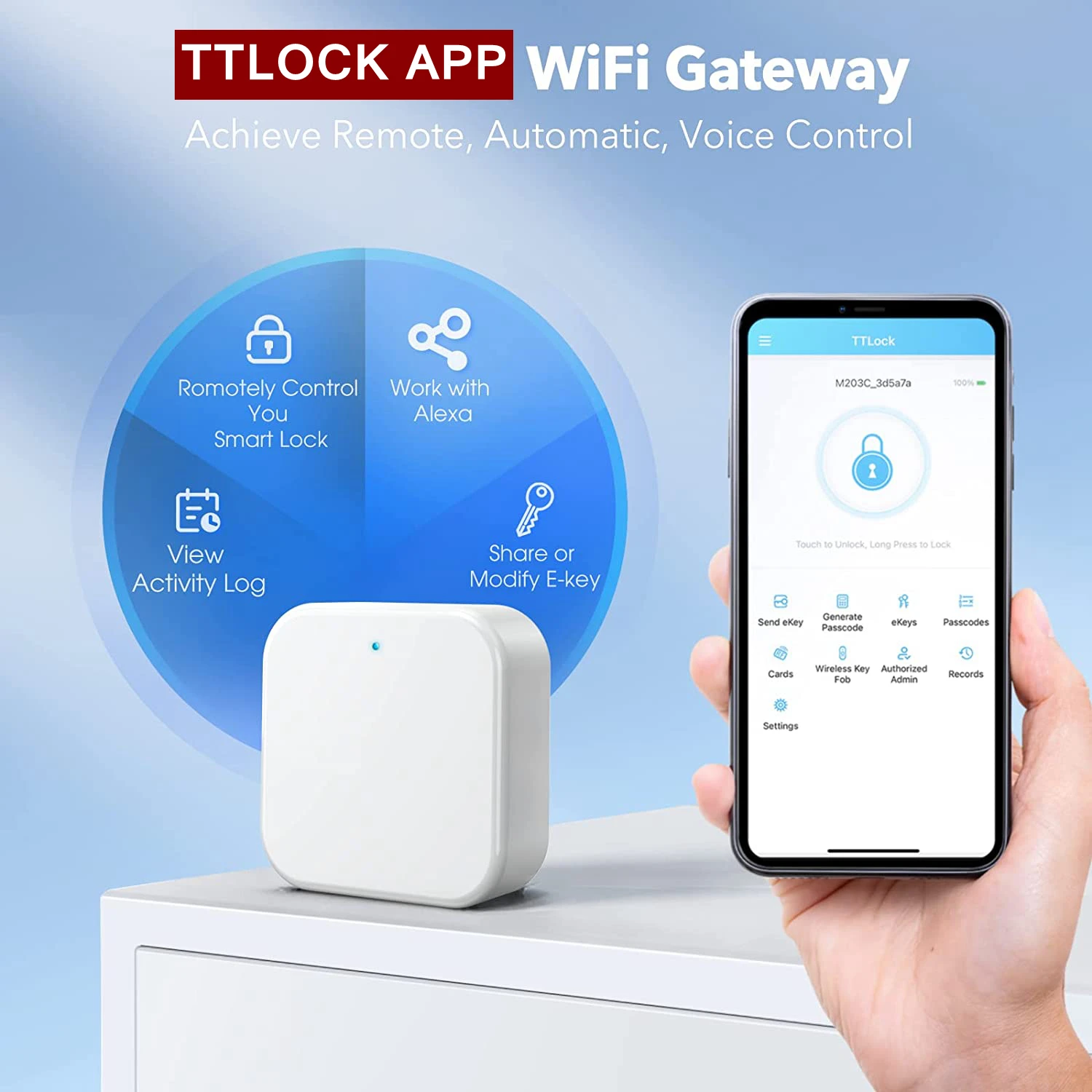 

TTLOCK APP G2/G3 WiFi Gateway Hub Smart Door Lock Unlock Bluetooth to Wi-Fi Converter Smart Home Bridge Voice Control for Alexa