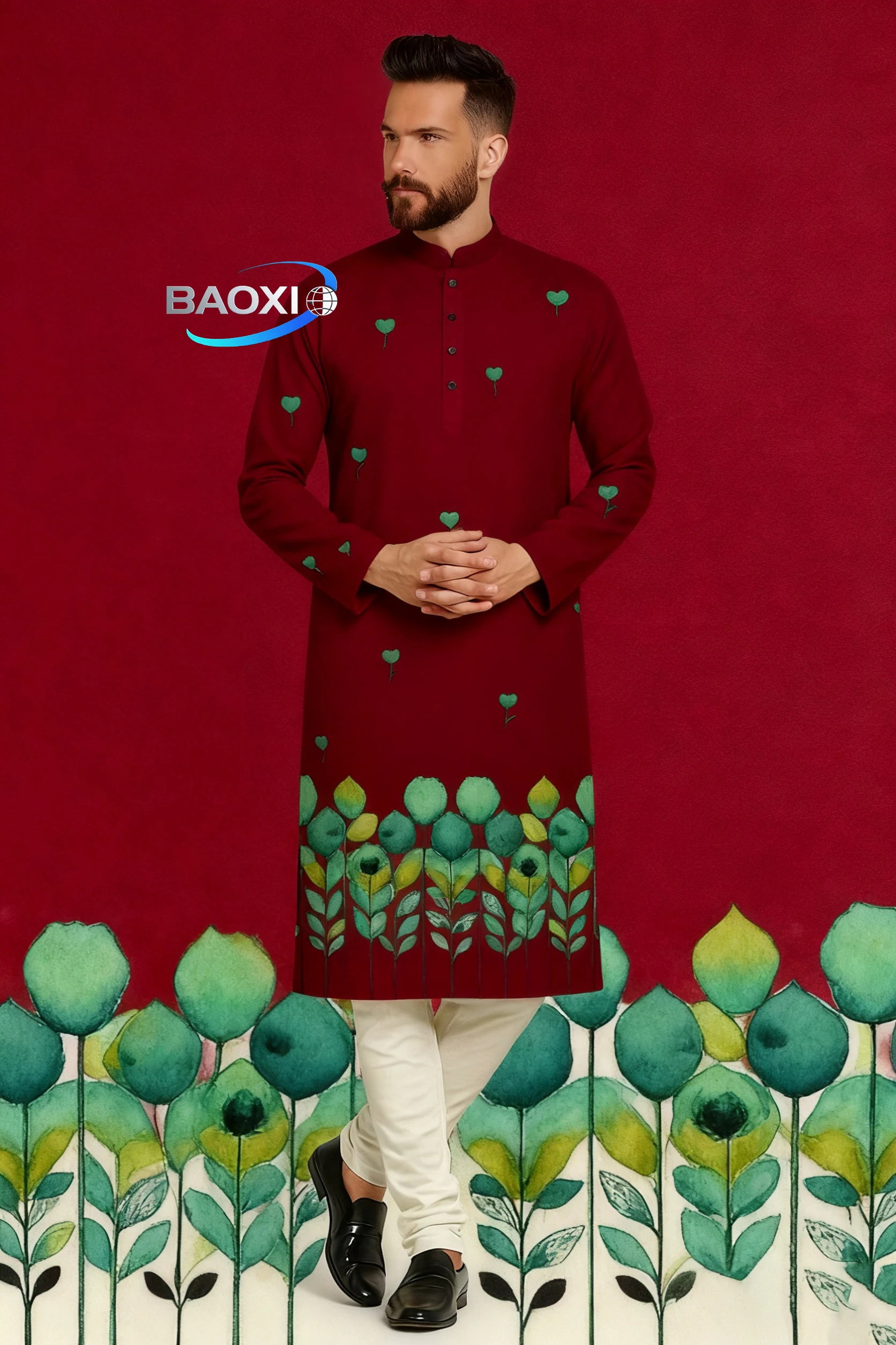 Vestaglia lunga stampata da uomo con vari modelli, kurtaasuha, vestibilità alla moda e comoda, adatta a tutte le occasioni