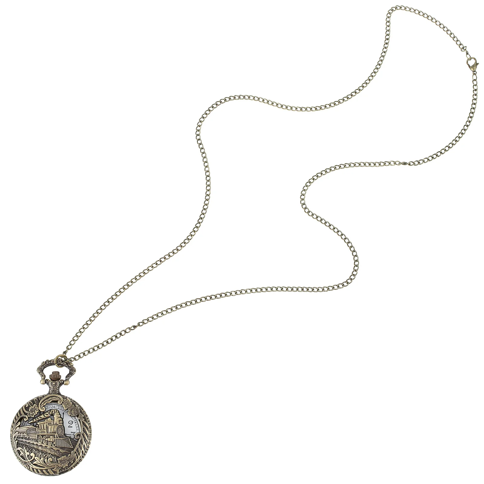 

1pc Hollow Out Train Head Pocket Vintage Quartz Movement Waist Hanging Watch Chain Pocket Watch For Clothing Accessories