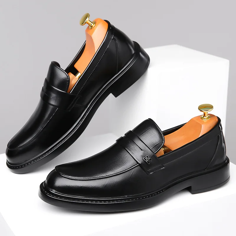 British Business Casual Leather Shoes for Men Spring Autumn Designer Fashion Loafers Male Solid Color Luxury Platform Shoes Man