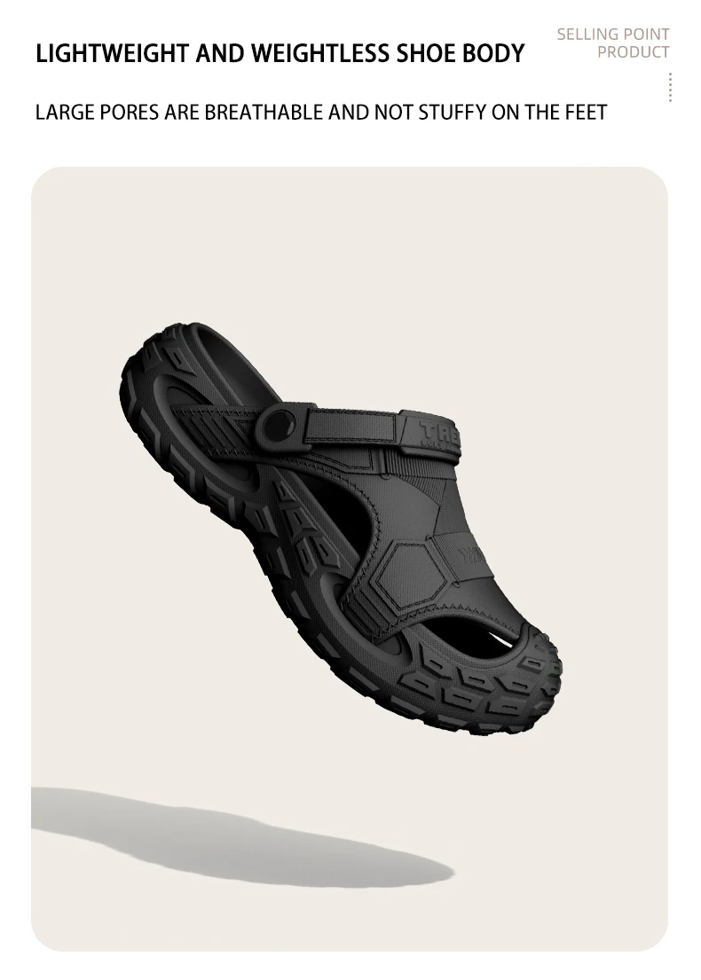 EVA-Sandalen für Herren im Sommer, mit Dicker Weicher Sohle für Outdoor-Aktivitäten, Strandschuhe für Freizeitsport und Perforierte Schuhe – Detail 4