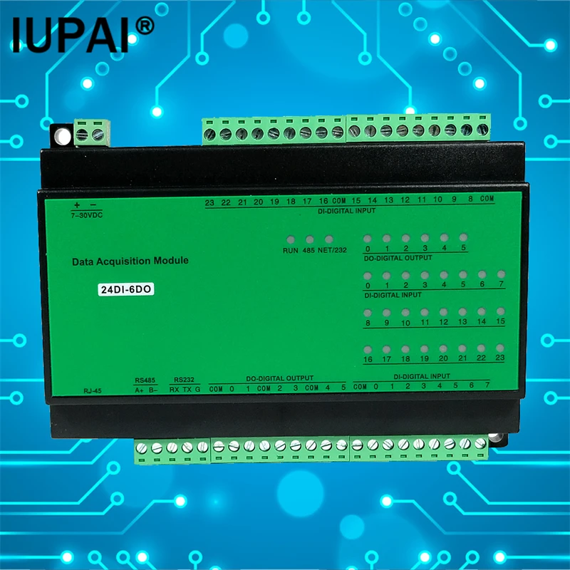 

24DI-6DO 24DI 6-channel DO acquisition controller Modbus RTU protocol RS485/232 switching input and output Automation Module