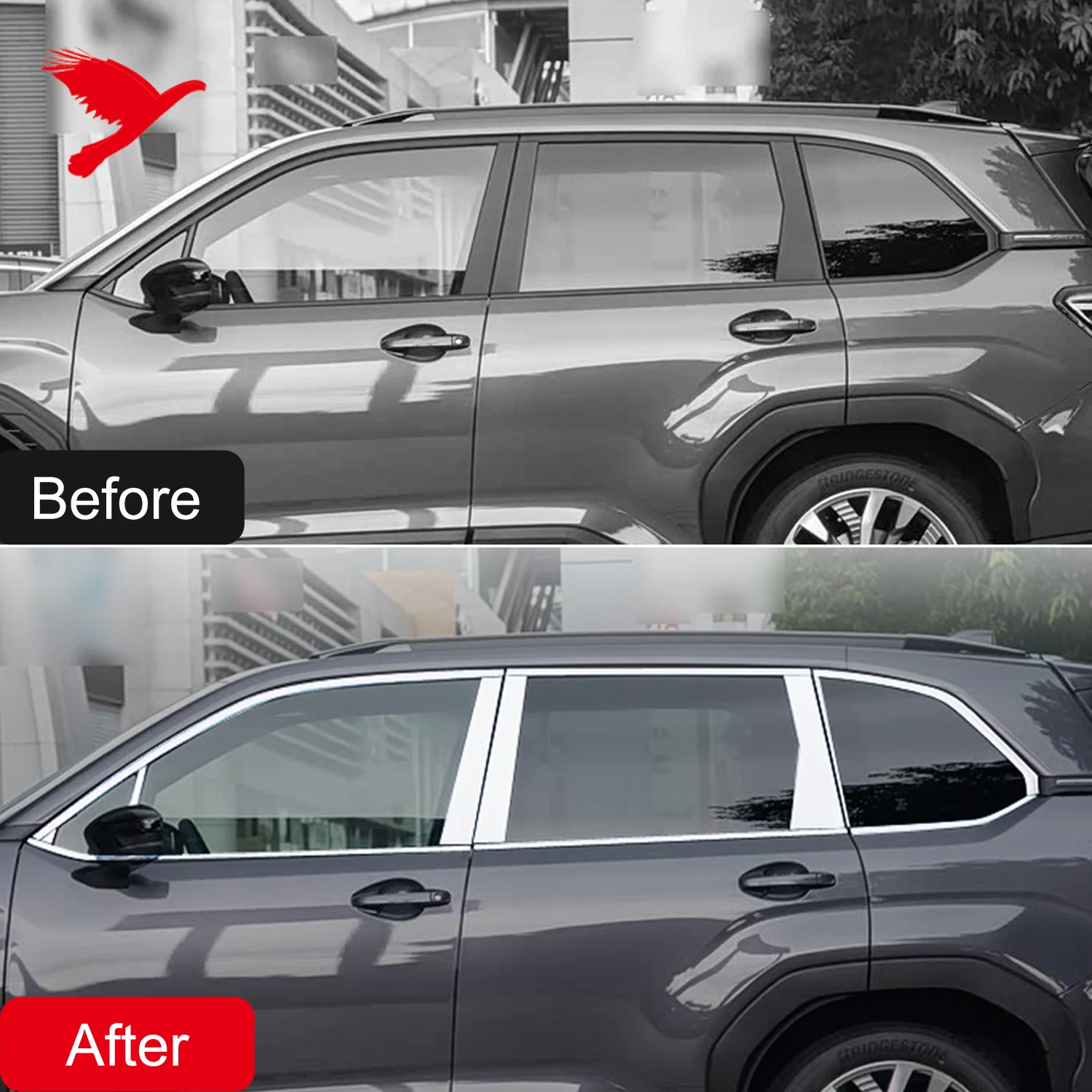 For Subaru Forester 2025 Stainless Steel Exterior Full Window Molding Strip Kit Cover Black Sill Trim Car Accessories 24PCS