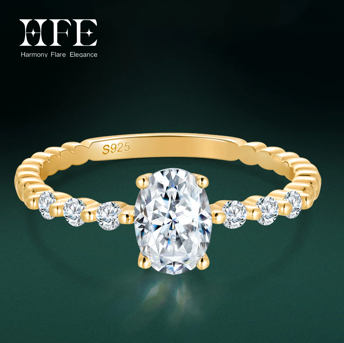 

HFE 1 карат овальной огранки с муассанитом женское обручальное кольцо из стерлингового серебра 925 пробы с покрытием 18 карат на годовщину свадьбы любовь Рождественский подарок