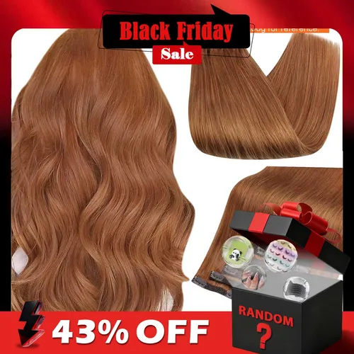 Extensiones de cabello humano con brillo completo, extensiones de cabello con Clip, cabello Remy, 7 Uds., 105g, extensiones de cabello de doble trama, cabello humano para mujer