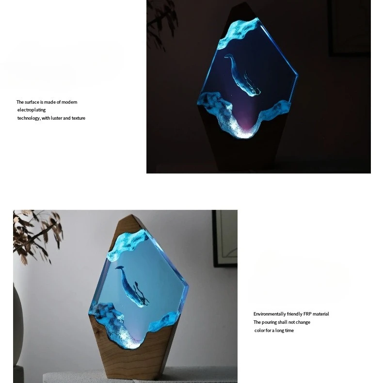 

2026 New Aquatic World Whale Diver Resin Lamp Decoration for Wooden Ocean Style Home Decor and Aesthetic Craftwork Gift