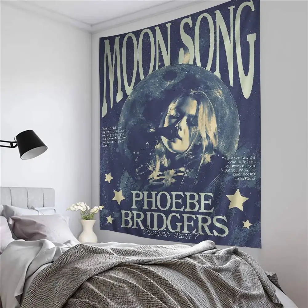 Phoebe Bridgers Musikalbum, bedruckt, großer Wandteppich, günstige Hippie-Wandbehang, böhmische Wandteppiche, Mandala, Heimdekoration
