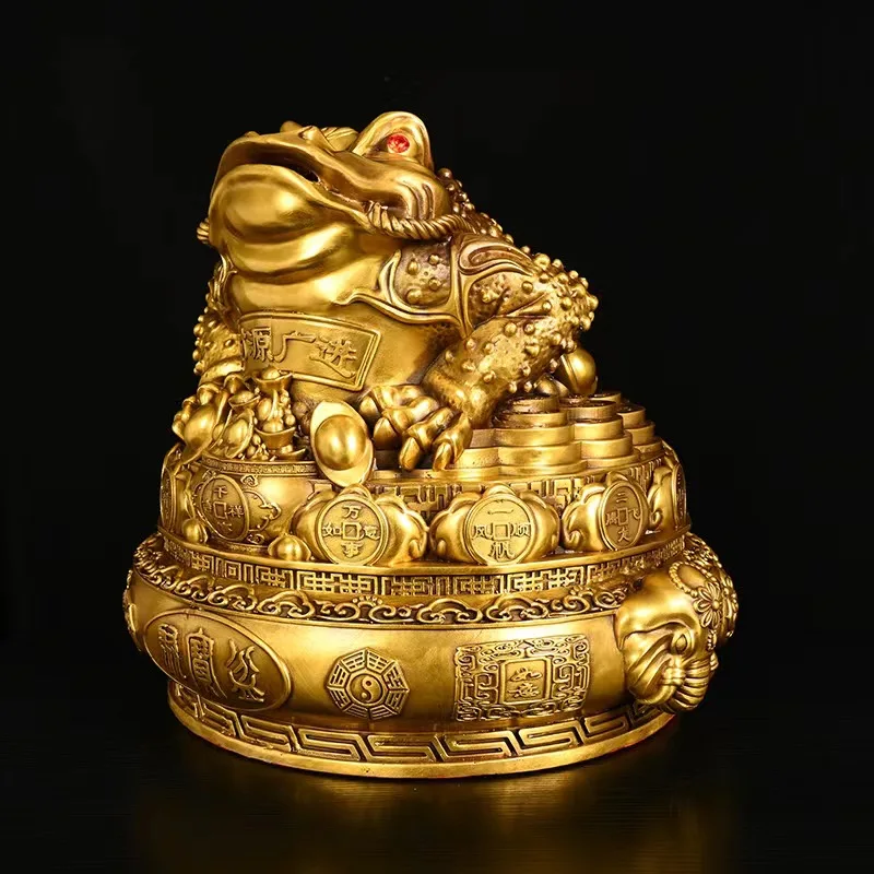 Brass Ruyi Seven-Star Cornucopia Toad Decoration Three Feet Golden Toad Shop Opening Gifts Living Room Office Decorations