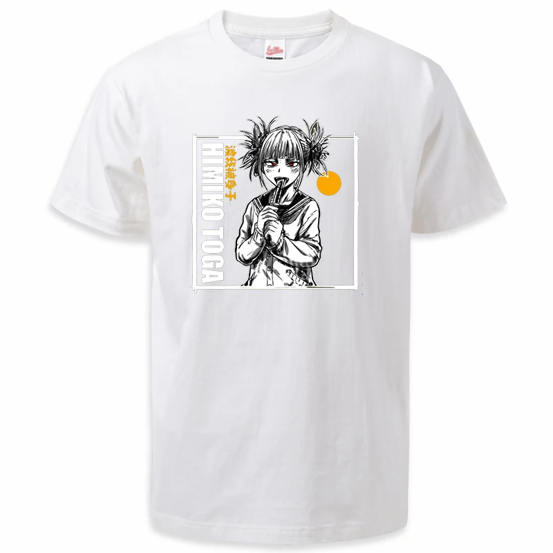 Japan Anime My Hero Academia Himiko T-Shirts Mens Summer 2024 Manga Tops Tee Shirt Loose Cotton Camisa Masculina Hip Hop T-shirt