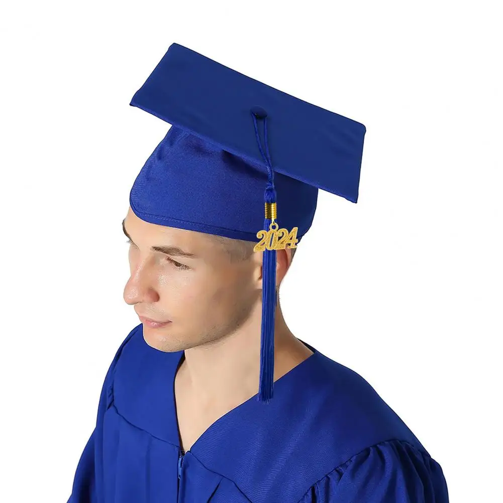 Graduation Dress Doctor Graduation Ceremony Gown 2024 Graduation Robe Cap Set with Front Zipper Tassel Unisex College Bachelor