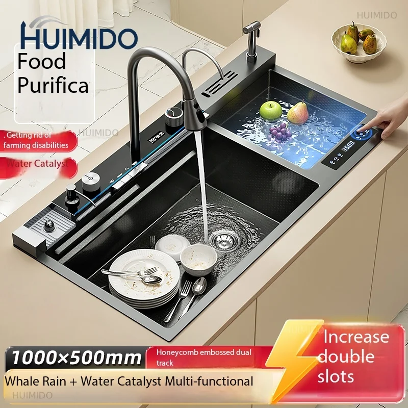 Large Size Smart Double Kitchen Sink SUS3004 Fruit Vegetable Purification Water Catalyst Pesticide Residue Removal Home Applianc