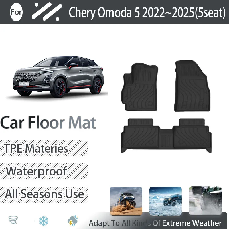 

Car Mats For Chirey Chery Omoda 5 Fownix FX 2022~2025 LHD Dirt-resistant Pads Foot Carpets Floor Covers TPE Mud Auto Accessories