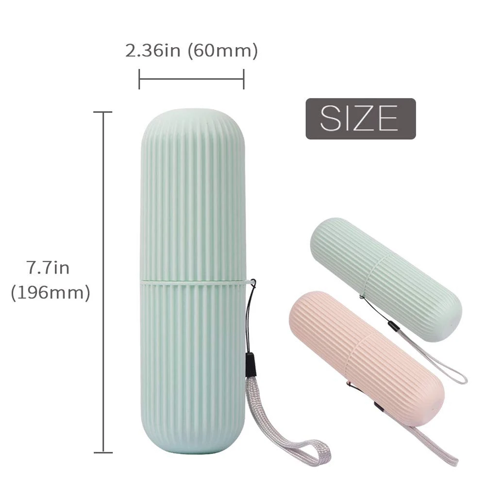 Vertical Stripe Portable Rinsing Cup Travel Toothbrush Box Toothbrush Cup Toothware Box Toothpaste Container