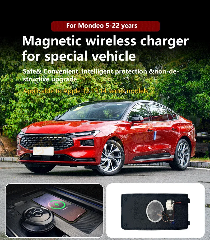 Dedicated Car Wireless Charger 15W Center Console Fast Phone Charging Panel For Ford Mondeo 5 2022 Interior Accessories