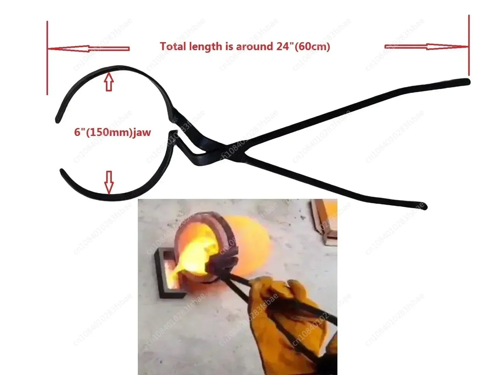 

Кованые вручную пожарные щипцы «два в одном», щипцы для тигля, круглый рот.