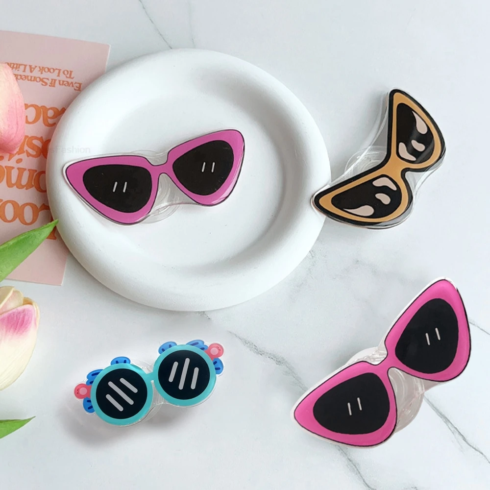 Cute Cartoon Cool Stylish Glasses Phone Holder Griptok Support For iPhone Samsung Xiaomi Phone Case Grip Tok Bracket Girl Gift view 3