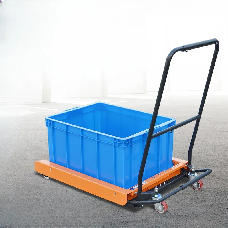 

Basket turnover box pedal manual truck transfer box special trolley glue