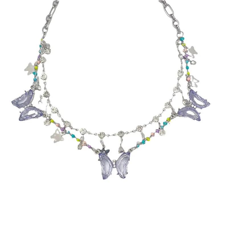 Y2K كاندي قلادة النساء الفتيات الحلو لطيف المختنق الملونة المنسوجة يدويا مطرز سلسلة الترقوة القصيرة #3