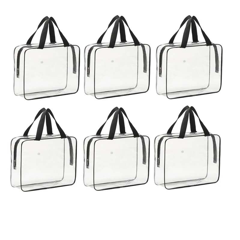 

6 Packs Toy Storage Bags,Reusable Clear Storage Bags With Front Pocket,Waterproof Toy Organizer Bags