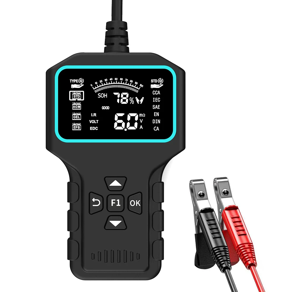 Vehicle Battery Analyzer for 6V/12V/24V, 100‑2000 CCA, Digital Color Touch Screen, Battery Not Included
